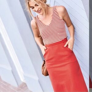 Red Striped V-Neck Tank Dress